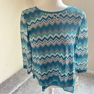 Alfred Dunner Victoria Falls Zigzag Knit Top Women’s Casual Size Small